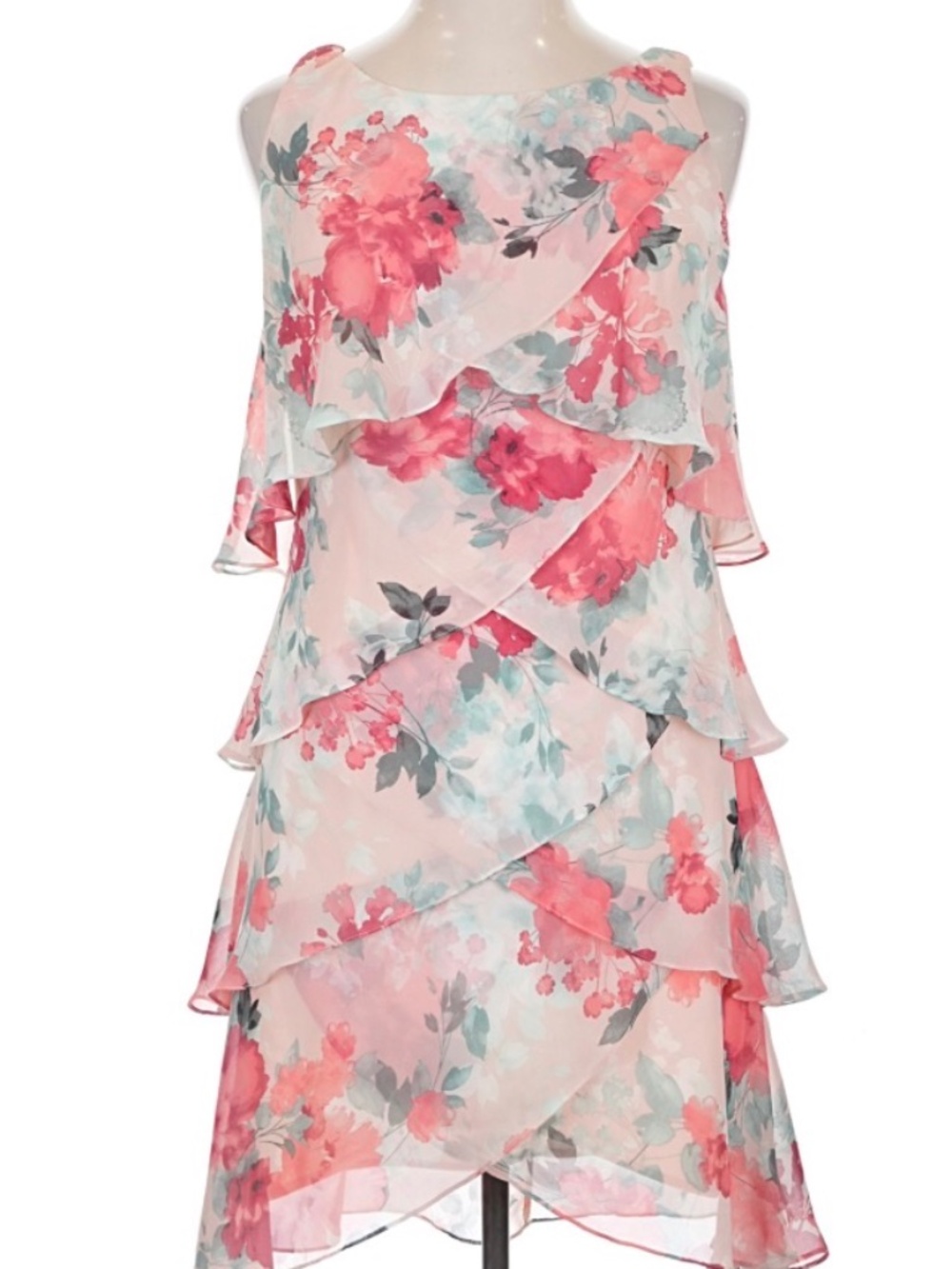 Women’s Sleeveless Dress Tiered Ruffles Floral Like New